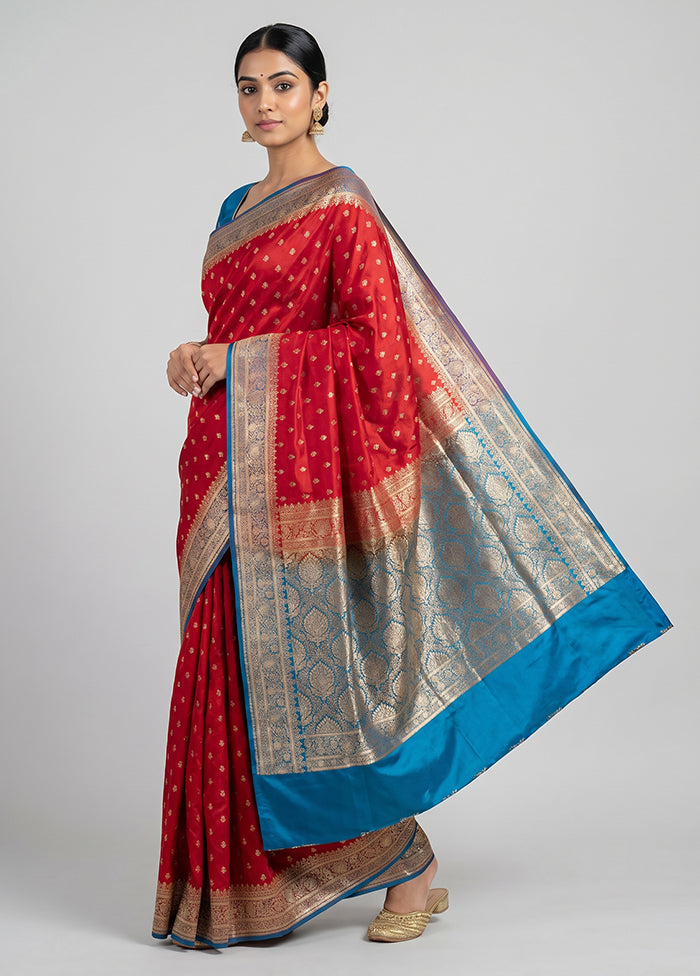 Pink Handloom Banarasi Silk Saree With Blouse Piece