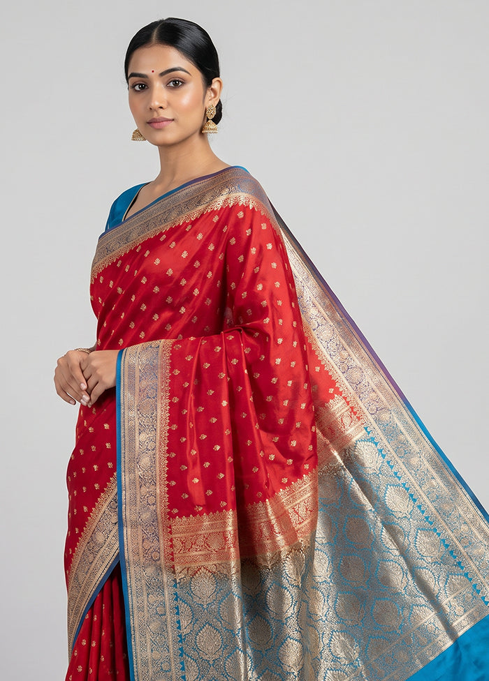 Pink Handloom Banarasi Silk Saree With Blouse Piece