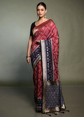 Maroon Dupion Silk Saree With Blouse Piece