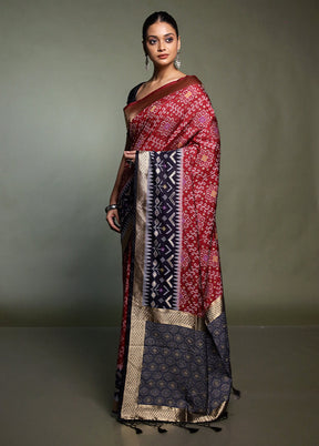Maroon Dupion Silk Saree With Blouse Piece