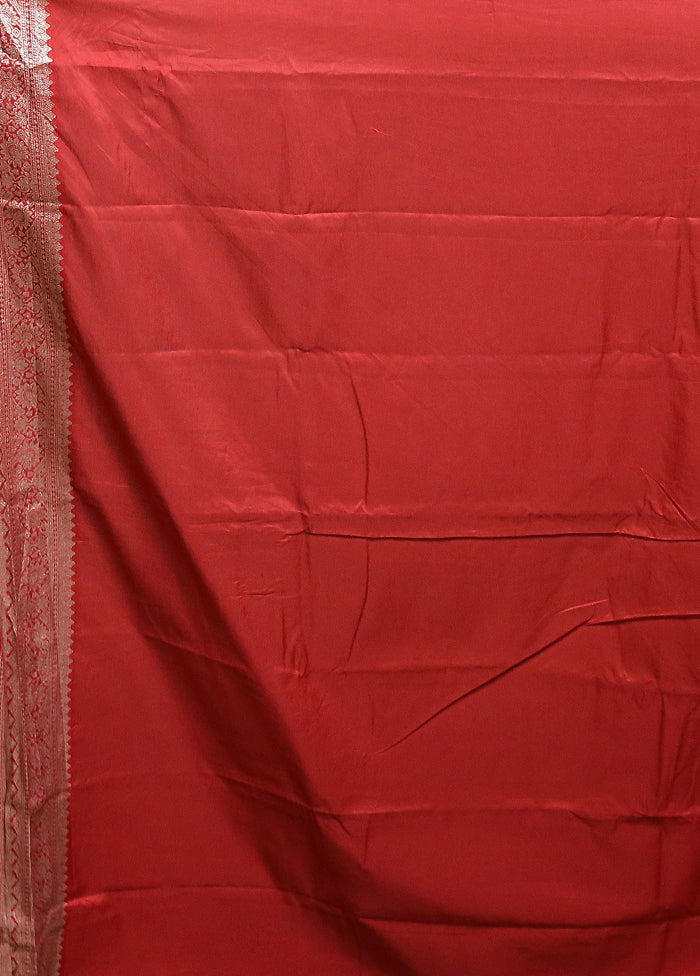 Red Dupion Silk Saree With Blouse Piece