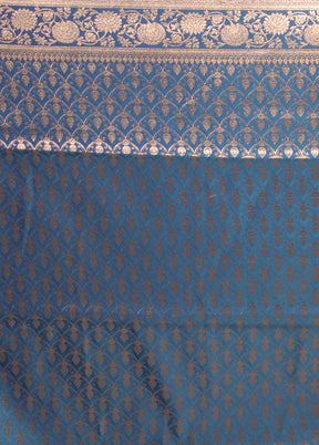 Blue Banarasi Silk Saree With Blouse Piece