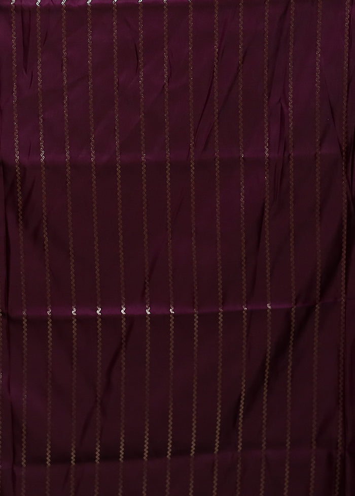 Purple Banarasi Silk Saree With Blouse Piece