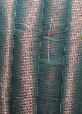 Rust Kora Silk Saree With Blouse Piece