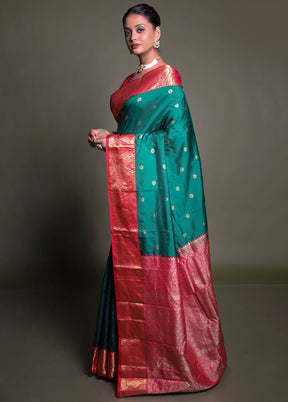 Green Kanjivaram Silk Saree With Blouse Piece