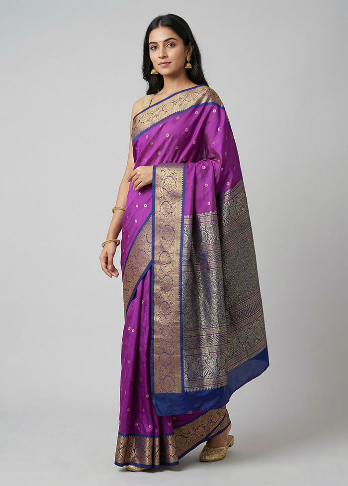 Pink Kanjivaram Silk Saree With Blouse Piece