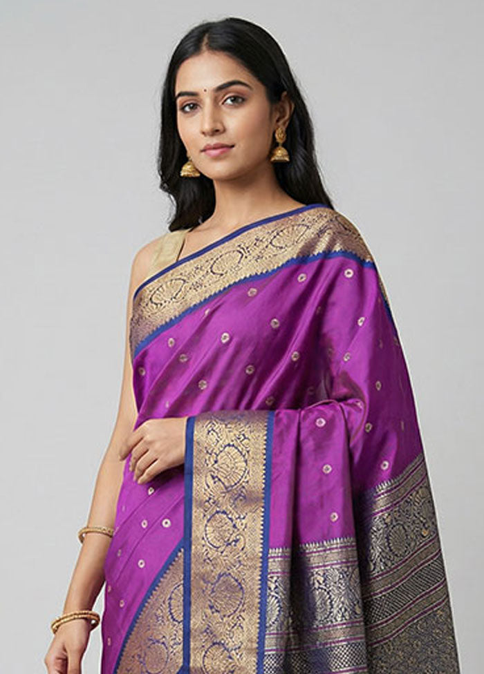 Pink Kanjivaram Silk Saree With Blouse Piece