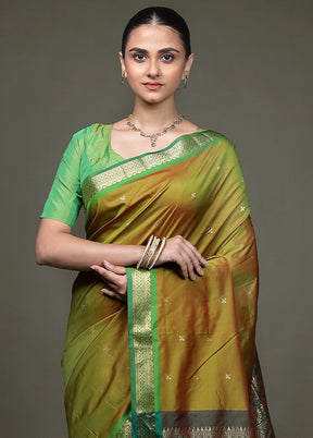 Green Kanjivaram Silk Saree With Blouse Piece