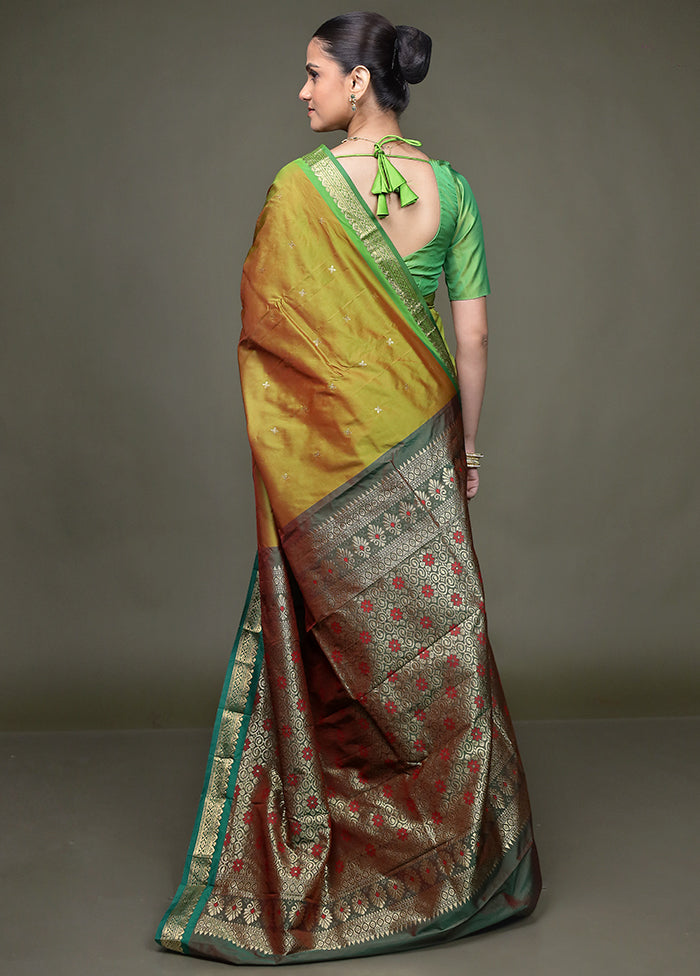 Green Kanjivaram Silk Saree With Blouse Piece
