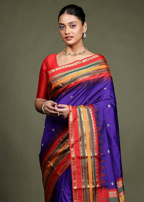 Blue Kanjivaram Silk Saree With Blouse Piece