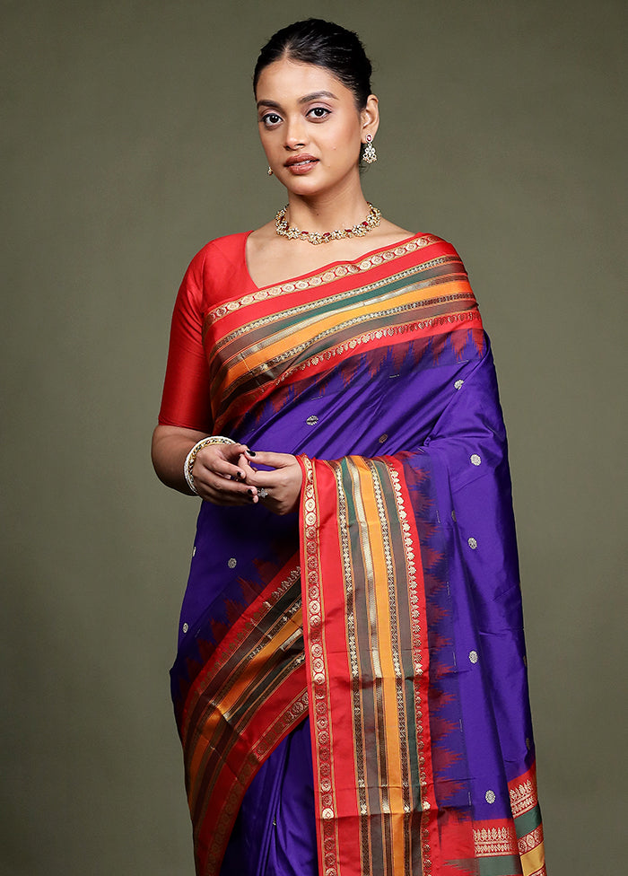 Blue Kanjivaram Silk Saree With Blouse Piece