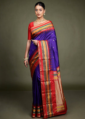 Blue Kanjivaram Silk Saree With Blouse Piece
