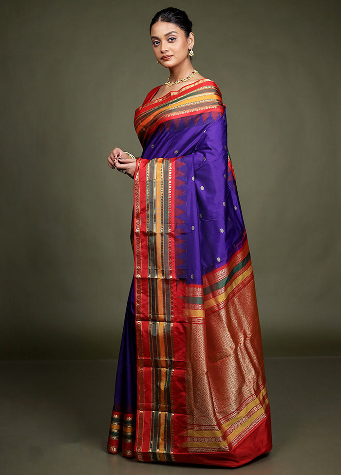 Blue Kanjivaram Silk Saree With Blouse Piece