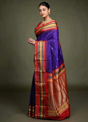 Blue Kanjivaram Silk Saree With Blouse Piece