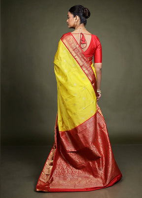 Yellow Kanjivaram Silk Saree With Blouse Piece