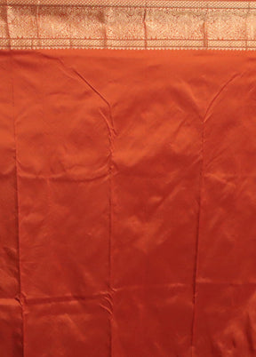 Rust Kanjivaram Silk Saree With Blouse Piece