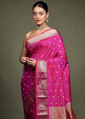 Pink Kanjivaram Silk Saree With Blouse Piece
