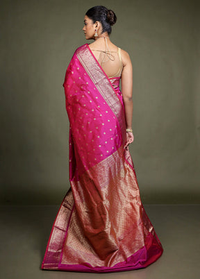 Pink Kanjivaram Silk Saree With Blouse Piece