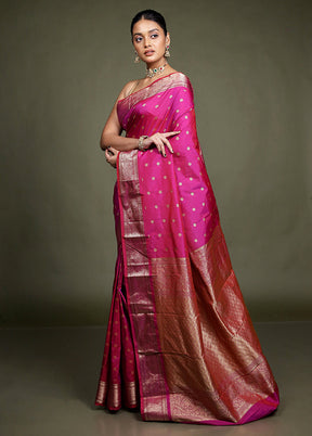 Pink Kanjivaram Silk Saree With Blouse Piece