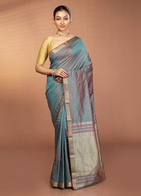 Green Kanjivaram Silk Saree With Blouse Piece
