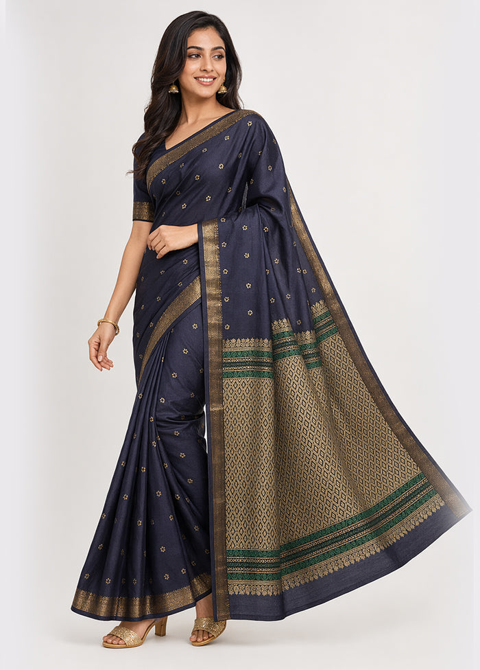 Blue Kanjivaram Silk Saree With Blouse Piece