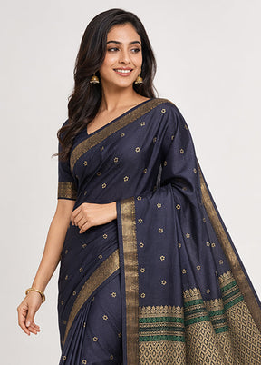 Blue Kanjivaram Silk Saree With Blouse Piece
