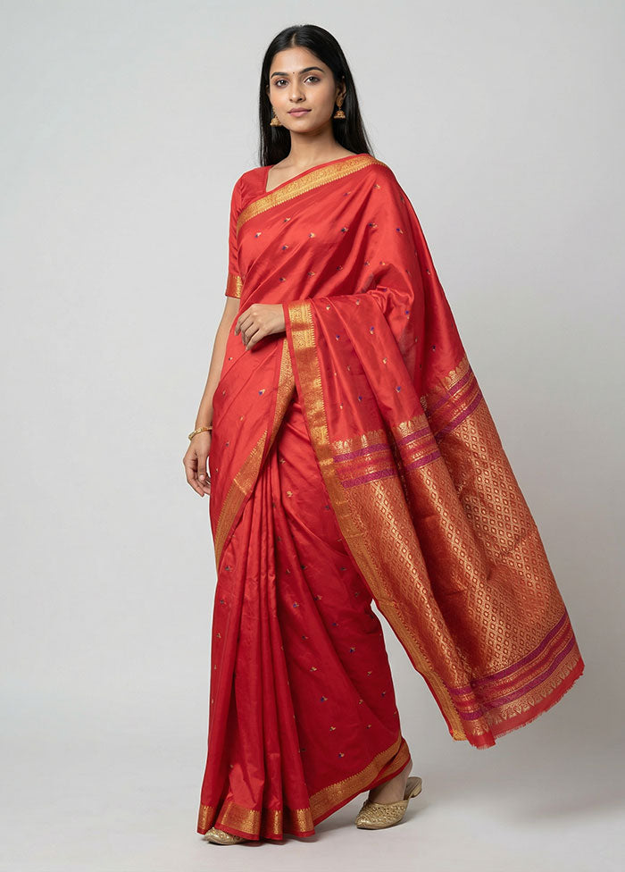 Pink Kanjivaram Silk Saree With Blouse Piece