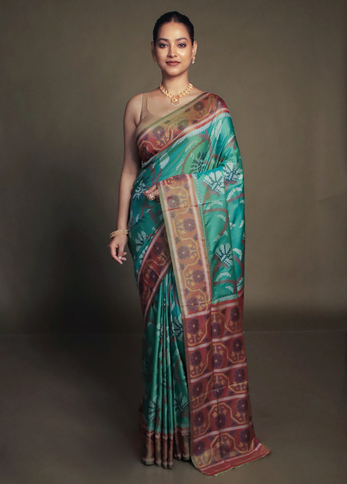 Green Dupion Silk Saree With Blouse Piece