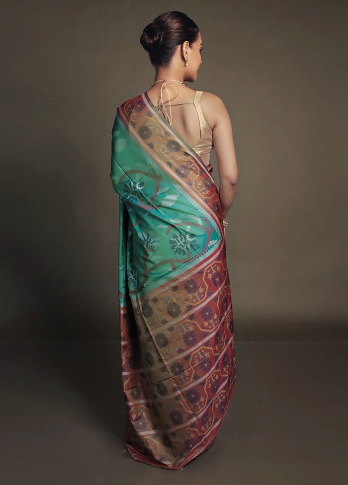 Green Dupion Silk Saree With Blouse Piece
