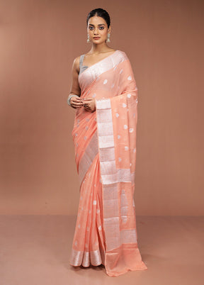 Pink Kora Silk Saree With Blouse Piece