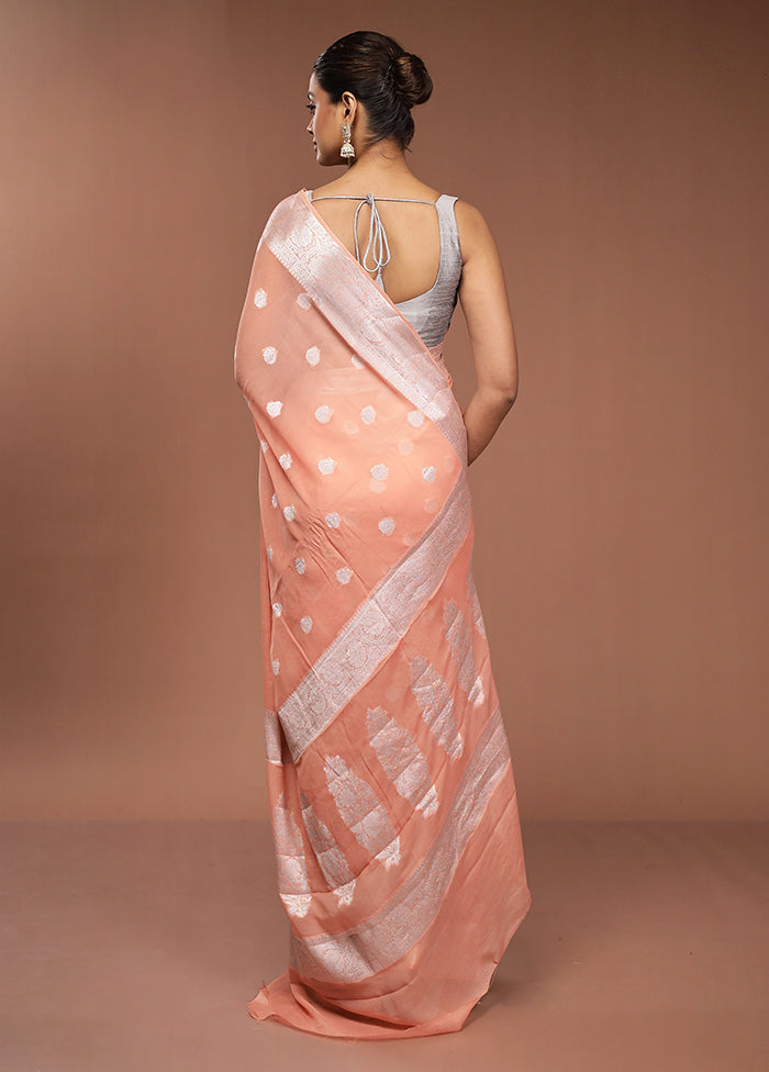 Pink Kora Silk Saree With Blouse Piece