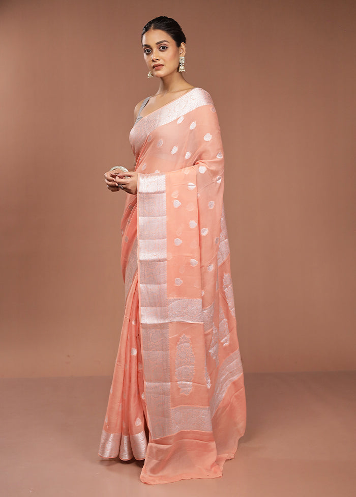 Pink Kora Silk Saree With Blouse Piece