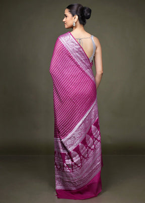 Pink Kora Silk Saree With Blouse Piece