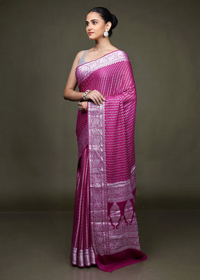 Pink Kora Silk Saree With Blouse Piece