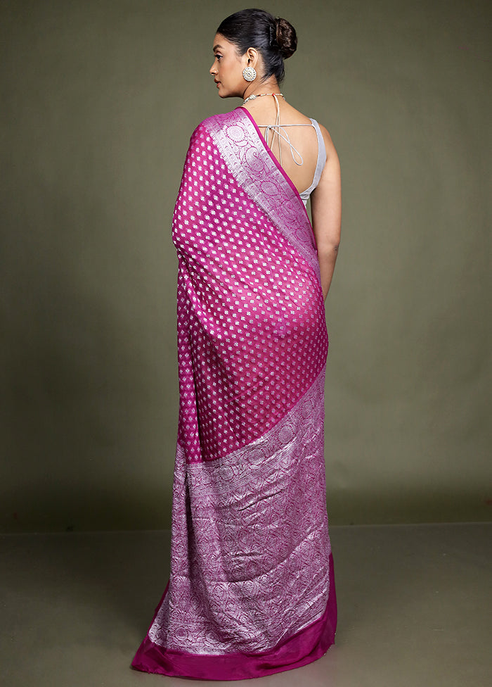 Pink Kora Silk Saree With Blouse Piece