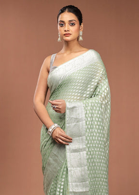 Green Kora Silk Saree With Blouse Piece