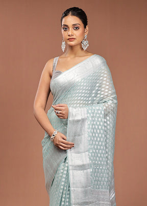 Green Kora Silk Saree With Blouse Piece