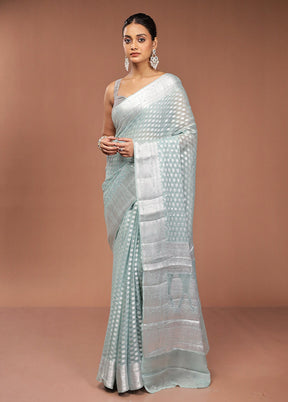 Green Kora Silk Saree With Blouse Piece