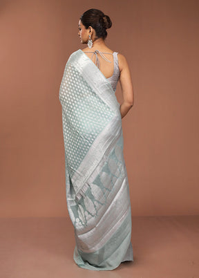 Green Kora Silk Saree With Blouse Piece