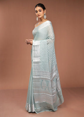 Green Kora Silk Saree With Blouse Piece