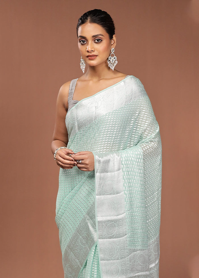 Green Kora Silk Saree With Blouse Piece