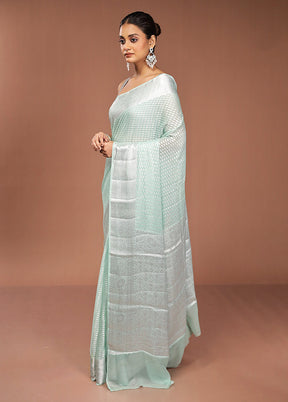 Green Kora Silk Saree With Blouse Piece