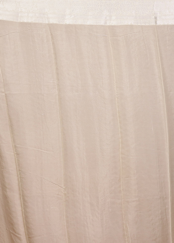 Cream Kora Silk Saree With Blouse Piece
