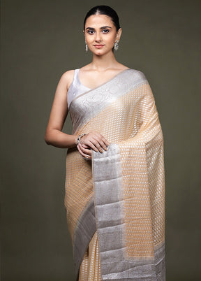 Pink Handloom Kora Pure Silk Saree With Blouse Piece