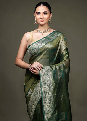 Green Tissue Silk Saree With Blouse Piece