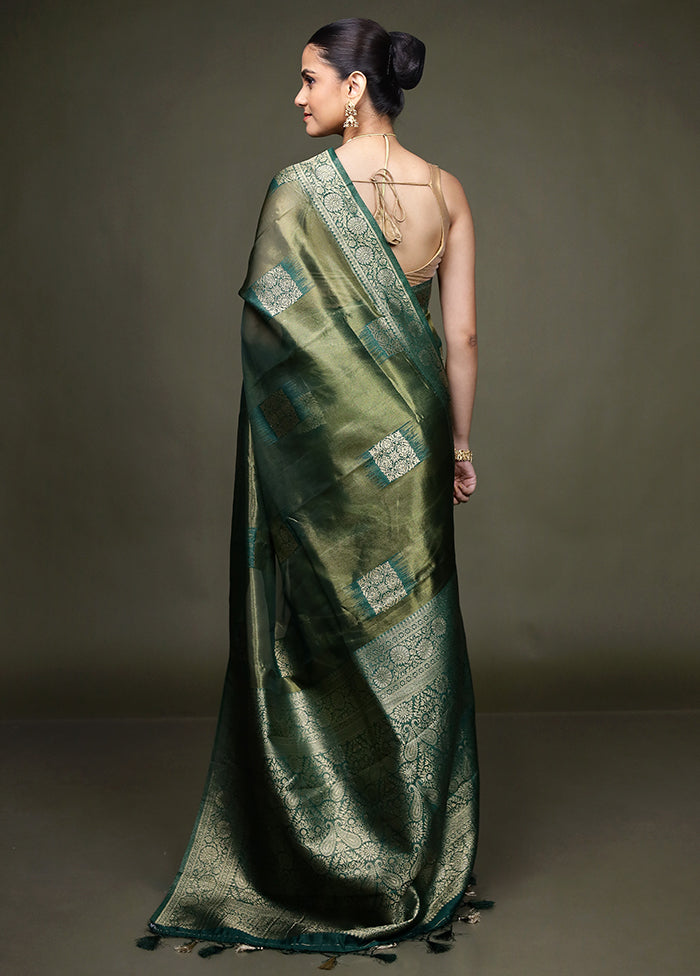 Green Tissue Silk Saree With Blouse Piece