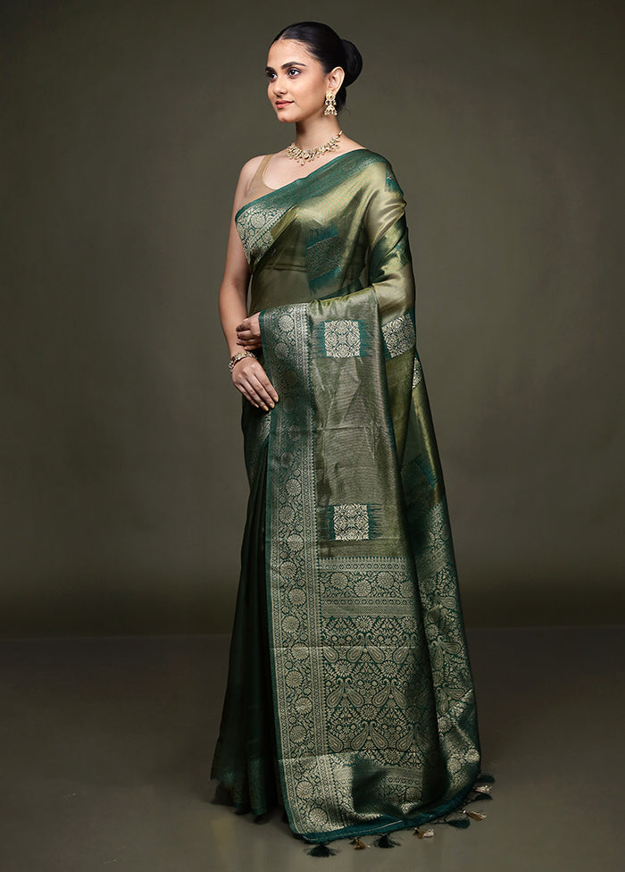Green Tissue Silk Saree With Blouse Piece