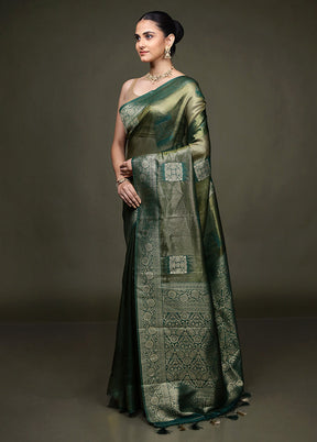 Green Tissue Silk Saree With Blouse Piece