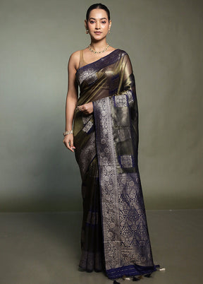 Black Tissue Silk Saree With Blouse Piece