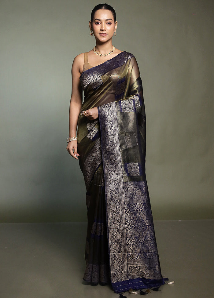Black Tissue Silk Saree With Blouse Piece